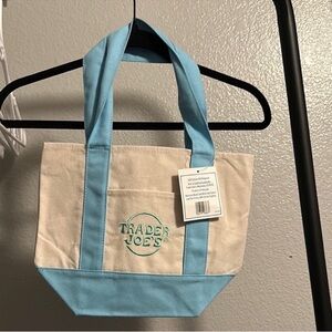 NWT- Traders Joes Mini Canvas Tote Bag Baby Blue